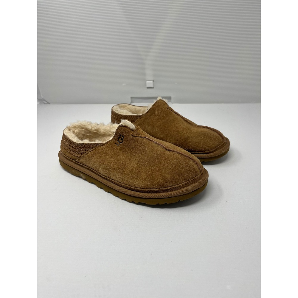 UGG Neuman Suede Slippers Chestnut Brown Shearling Mens 7 1113631 Womens 9